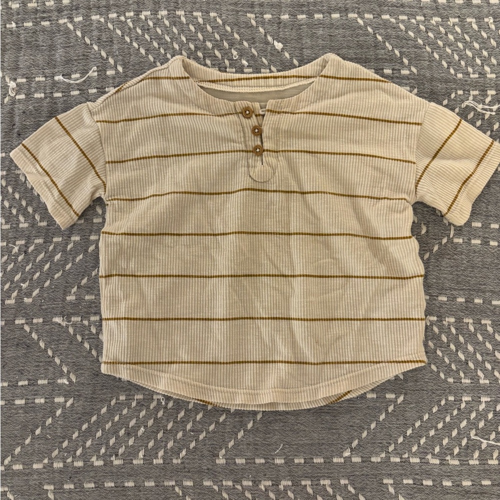 Kids Short Sleeve Striped cream/Tan Tunic style tee